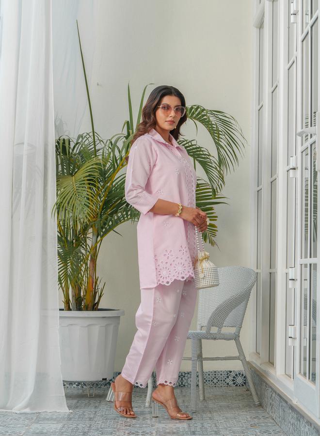 DW Women Schiffli Design Shirt and Trousers Co-Ords - Image 1